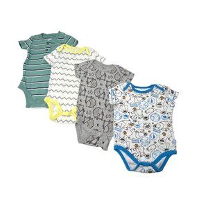 Baby Boy's -4 Body Suits - Green, Grey, & White - Different Designs, Size 3-6 M‎